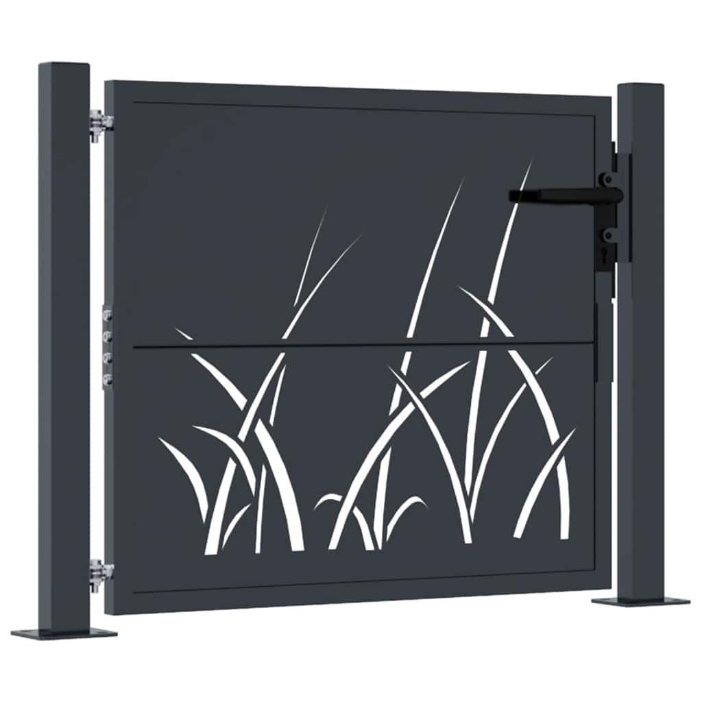 Port Vidaxl 105x105 cm avec conception d'herbe Anthracite en acier -colore