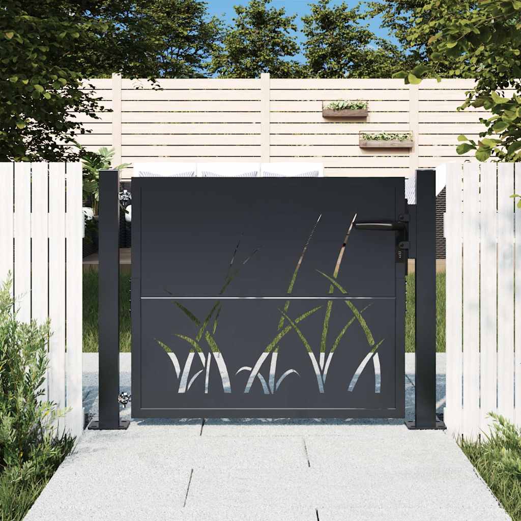 Port Vidaxl 105x105 cm avec conception d'herbe Anthracite en acier -colore