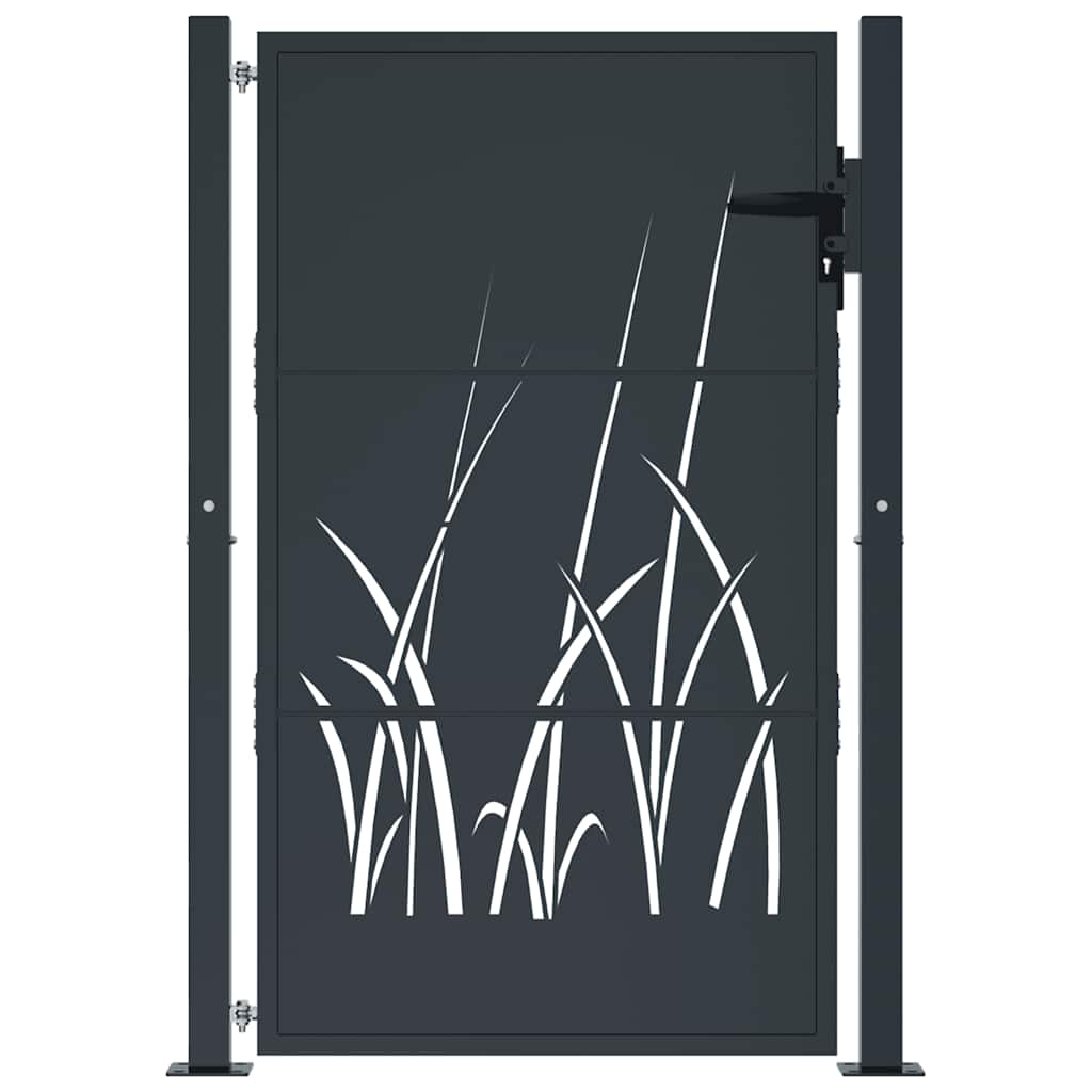 Port Vidaxl 105x130 cm avec conception d'herbe Anthracite en acier -colore