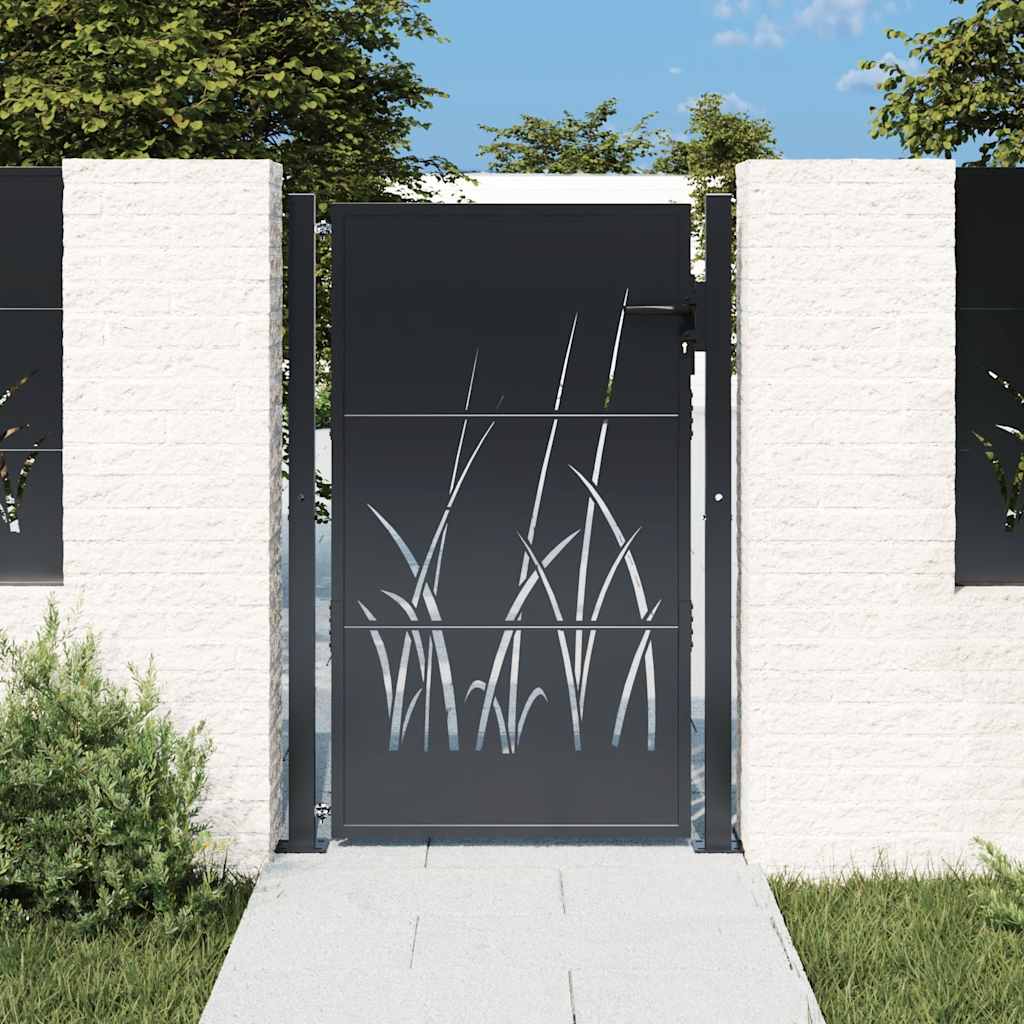 Port Vidaxl 105x130 cm avec conception d'herbe Anthracite en acier -colore