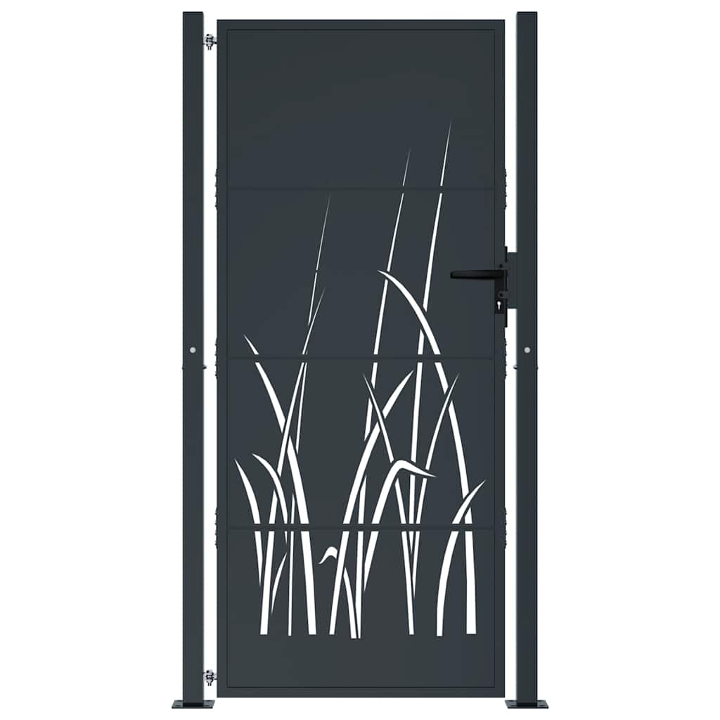 Port Vidaxl 105x205 cm avec conception d'herbe Anthracite en acier -colore