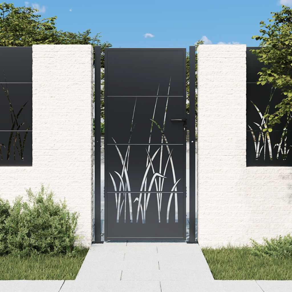 Port Vidaxl 105x205 cm avec conception d'herbe Anthracite en acier -colore