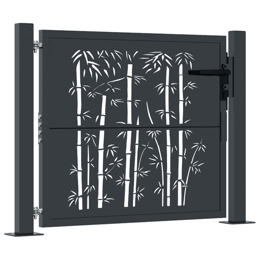 Port vidaxl avec conception en bambou 105x105 cm en acier de couleur anthracite