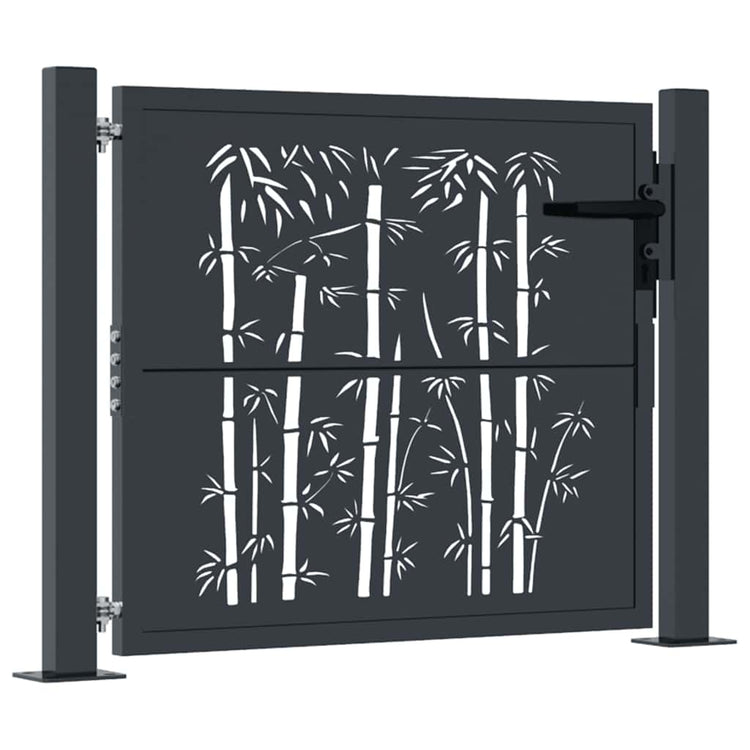 Port vidaxl avec conception en bambou 105x105 cm en acier de couleur anthracite