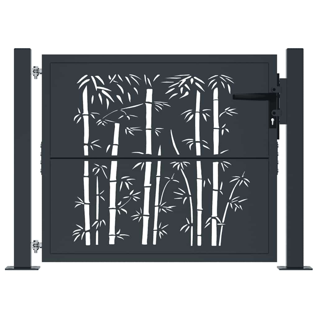Port vidaxl avec conception en bambou 105x105 cm en acier de couleur anthracite