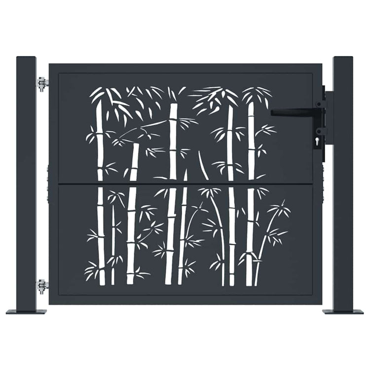 Port vidaxl avec conception en bambou 105x105 cm en acier de couleur anthracite