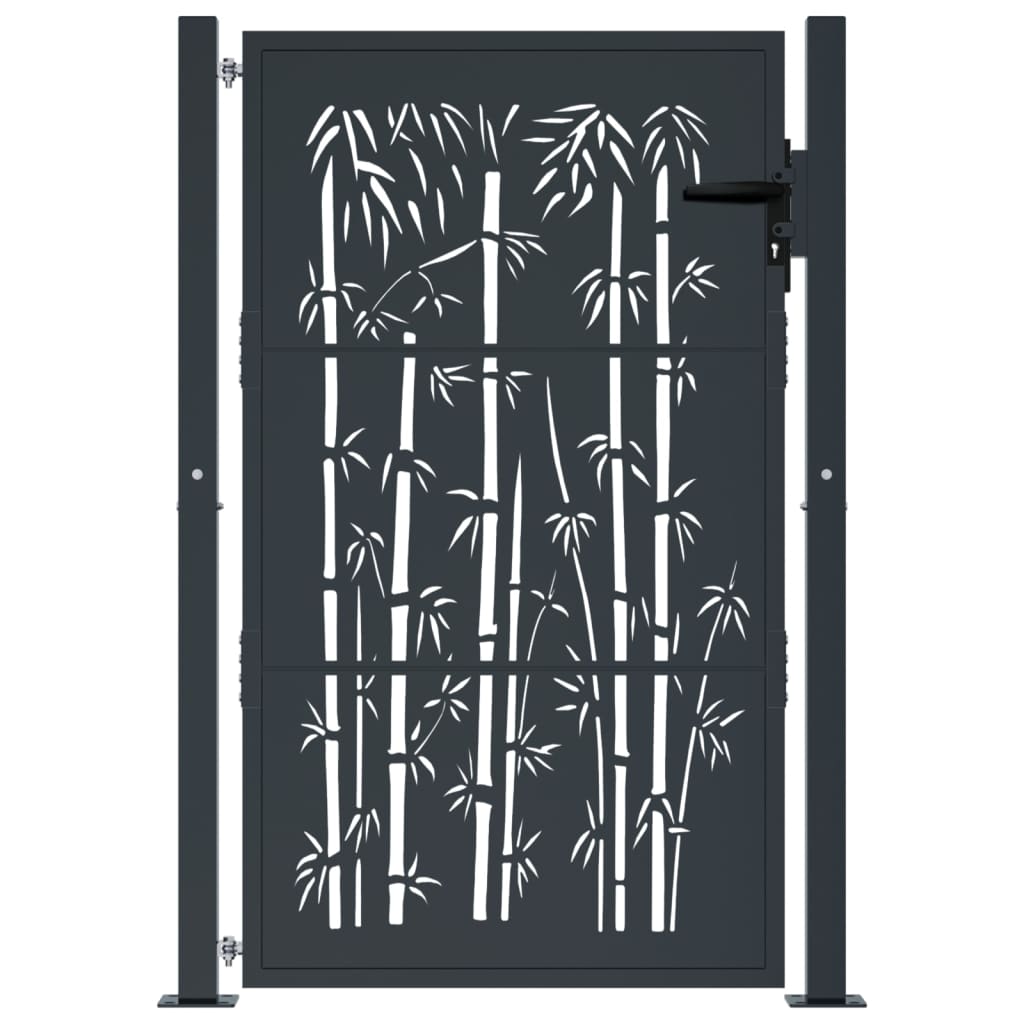 Port vidaxl avec conception en bambou 105x130 cm en acier de couleur anthracite