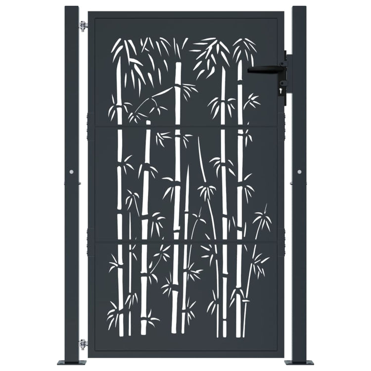 Port vidaxl avec conception en bambou 105x130 cm en acier de couleur anthracite