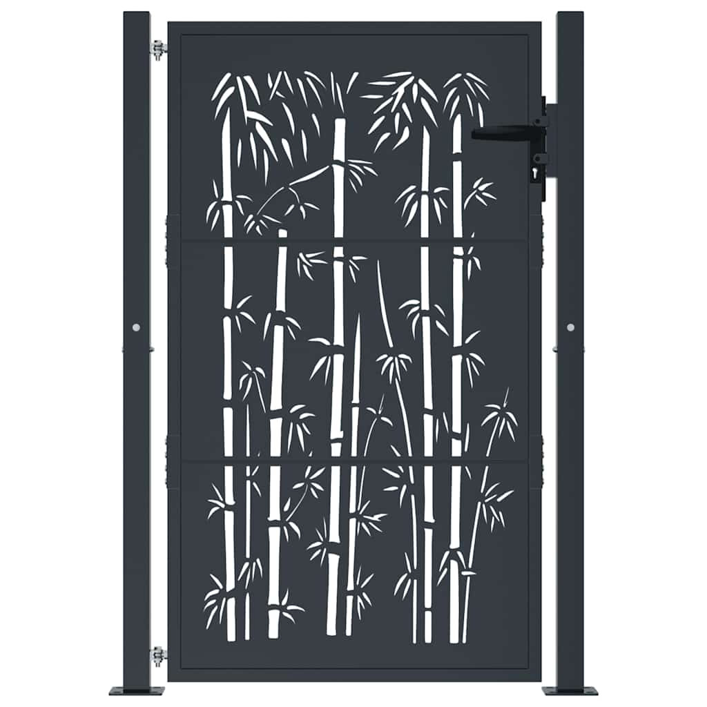 Port vidaxl avec conception en bambou 105x155 cm en acier de couleur anthracite