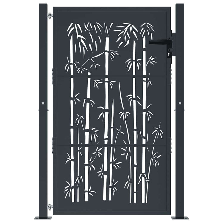 Port vidaxl avec conception en bambou 105x155 cm en acier de couleur anthracite