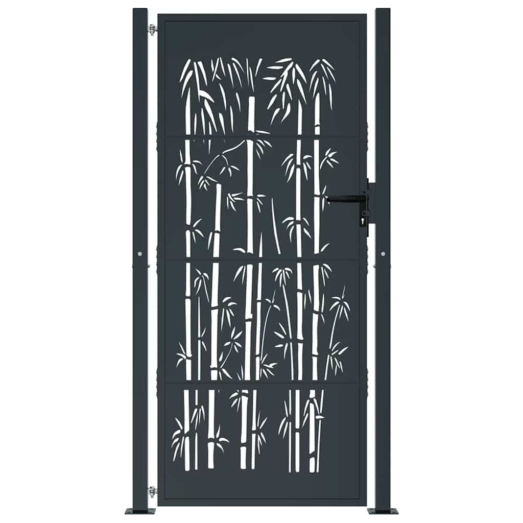 Port vidaxl avec conception en bambou 105x180 cm en acier de couleur anthracite