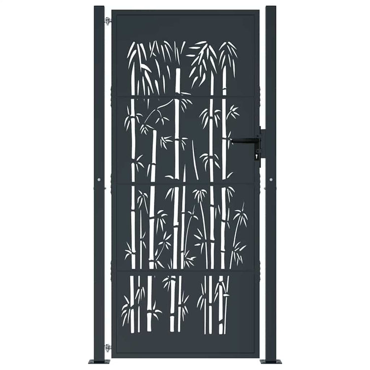 Port vidaxl avec conception en bambou 105x180 cm en acier de couleur anthracite