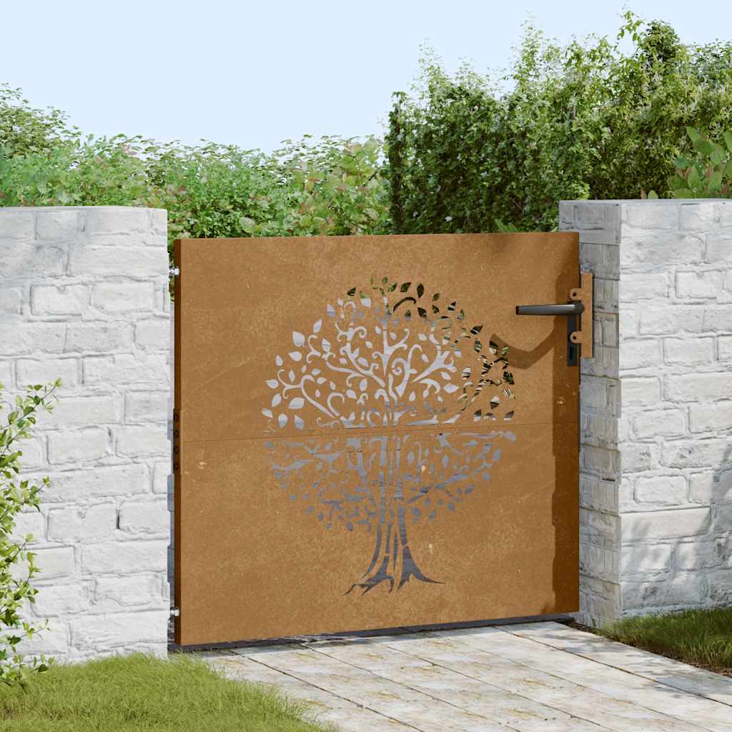 Vidaxl poort 85x100 cm Design d'arbre Cortenstaal
