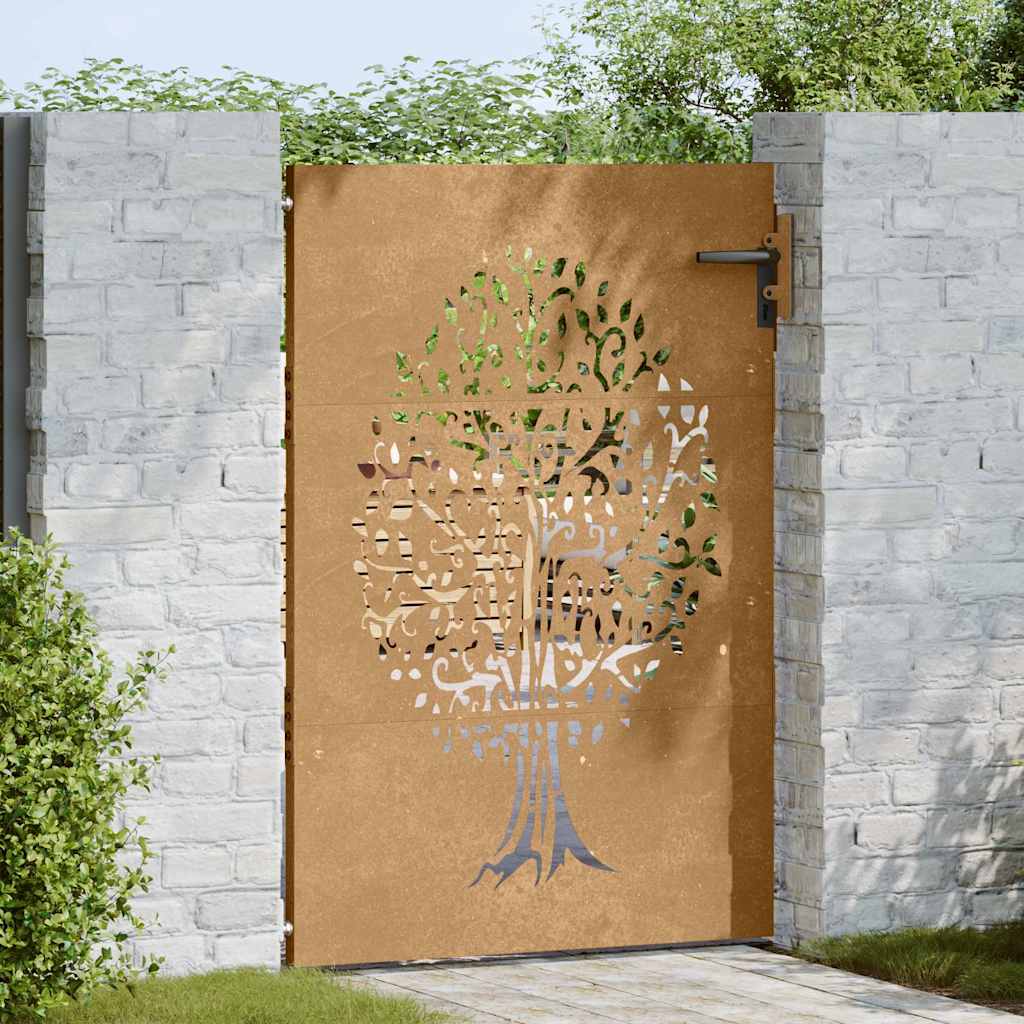 Vidaxl poort 85x125 cm Design d'arbre Cortenstaal