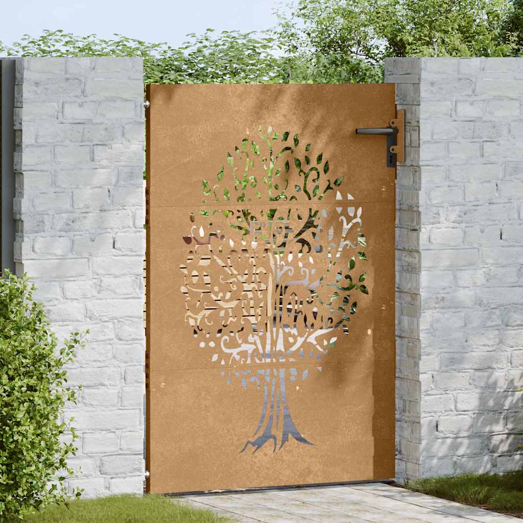 Vidaxl poort 85x150 cm Design d'arbre Cortenstaal