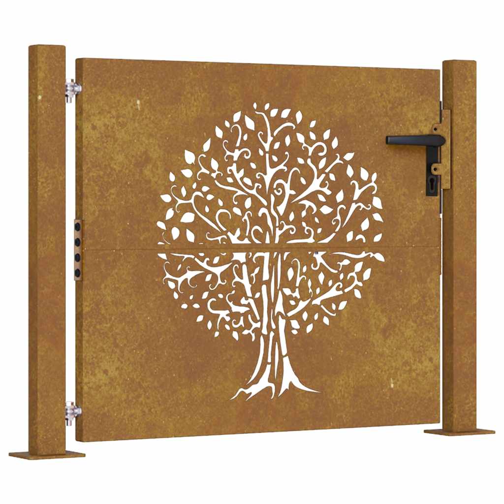 Vidaxl poort 105x80 cm conception d'arbre Cortenstaal