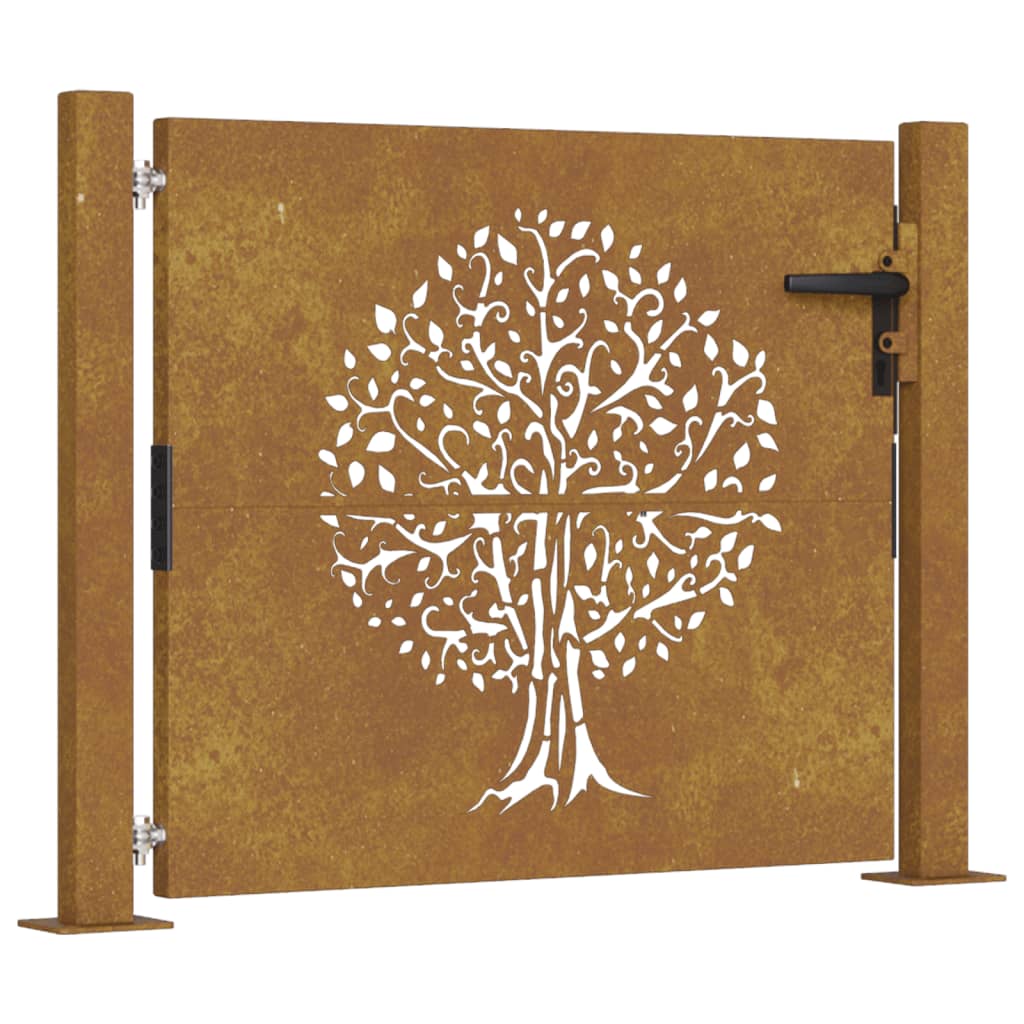 Vidaxl poort 105x105 cm conception d'arbre Cortenstaal