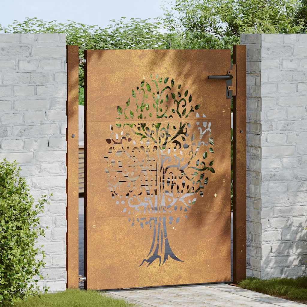 Vidaxl poort 105x155 cm conception d'arbre Cortenstaal