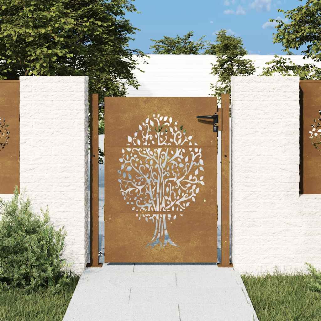 Vidaxl poort 105x155 cm conception d'arbre Cortenstaal