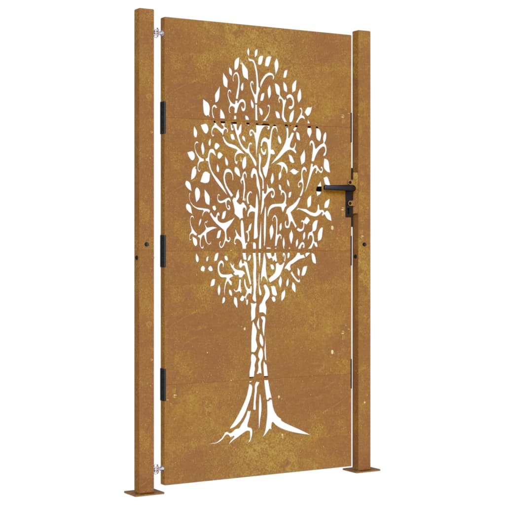 Vidaxl poort 105x180 cm conception d'arbre Cortenstaal
