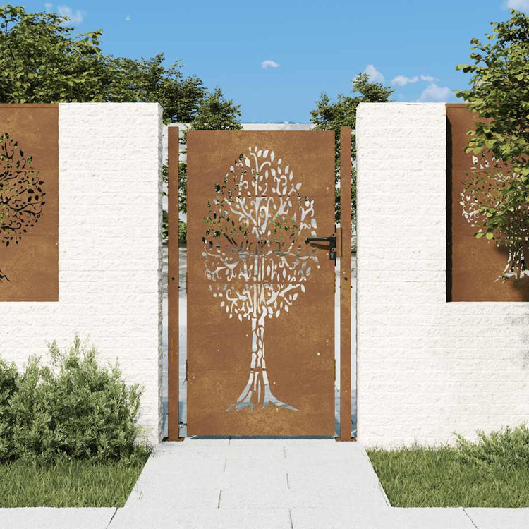 Vidaxl poort 105x205 cm Cortenstaal Boom Design