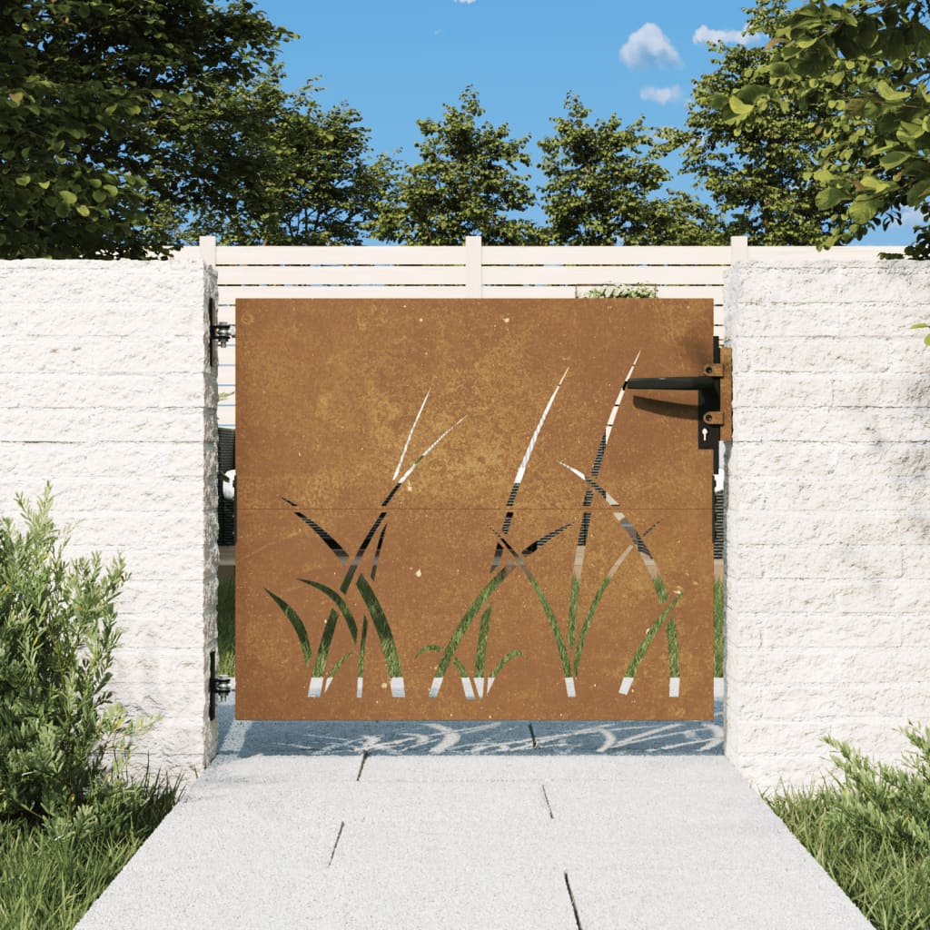 Vidaxl poort 85x100 cm conception d'herbe Cortenstaal