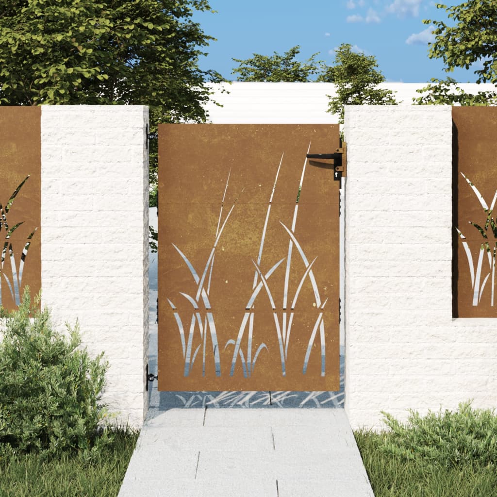 Vidaxl poort 85x150 cm conception d'herbe Cortenstaal