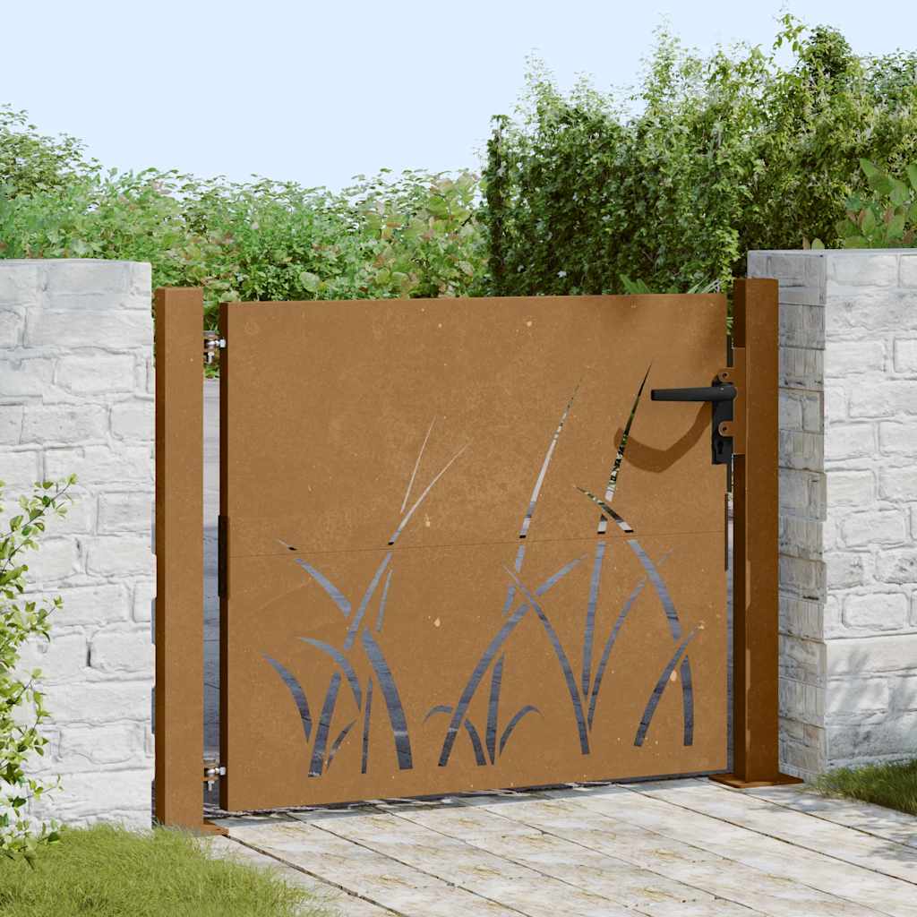 Vidaxl poort 105x105 cm conception d'herbe Cortenstaal
