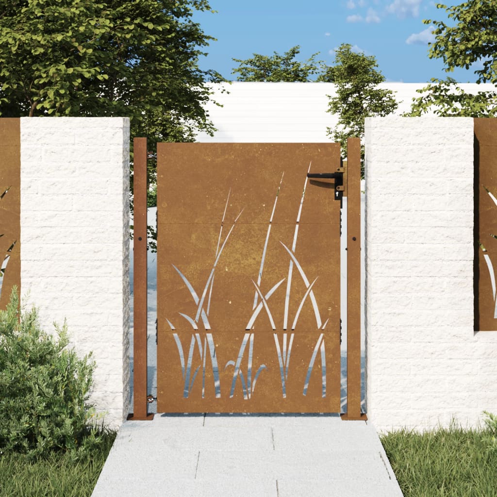 Vidaxl poort 105x130 cm conception d'herbe Cortenstaal