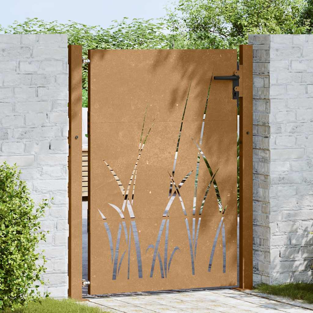 Vidaxl poort 105x155 cm conception d'herbe Cortenstaal