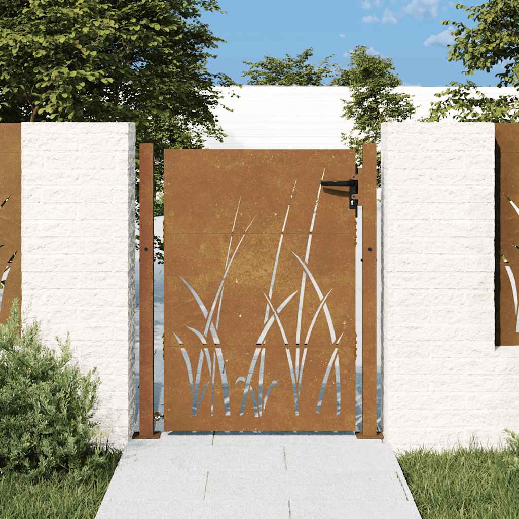 Vidaxl poort 105x155 cm conception d'herbe Cortenstaal
