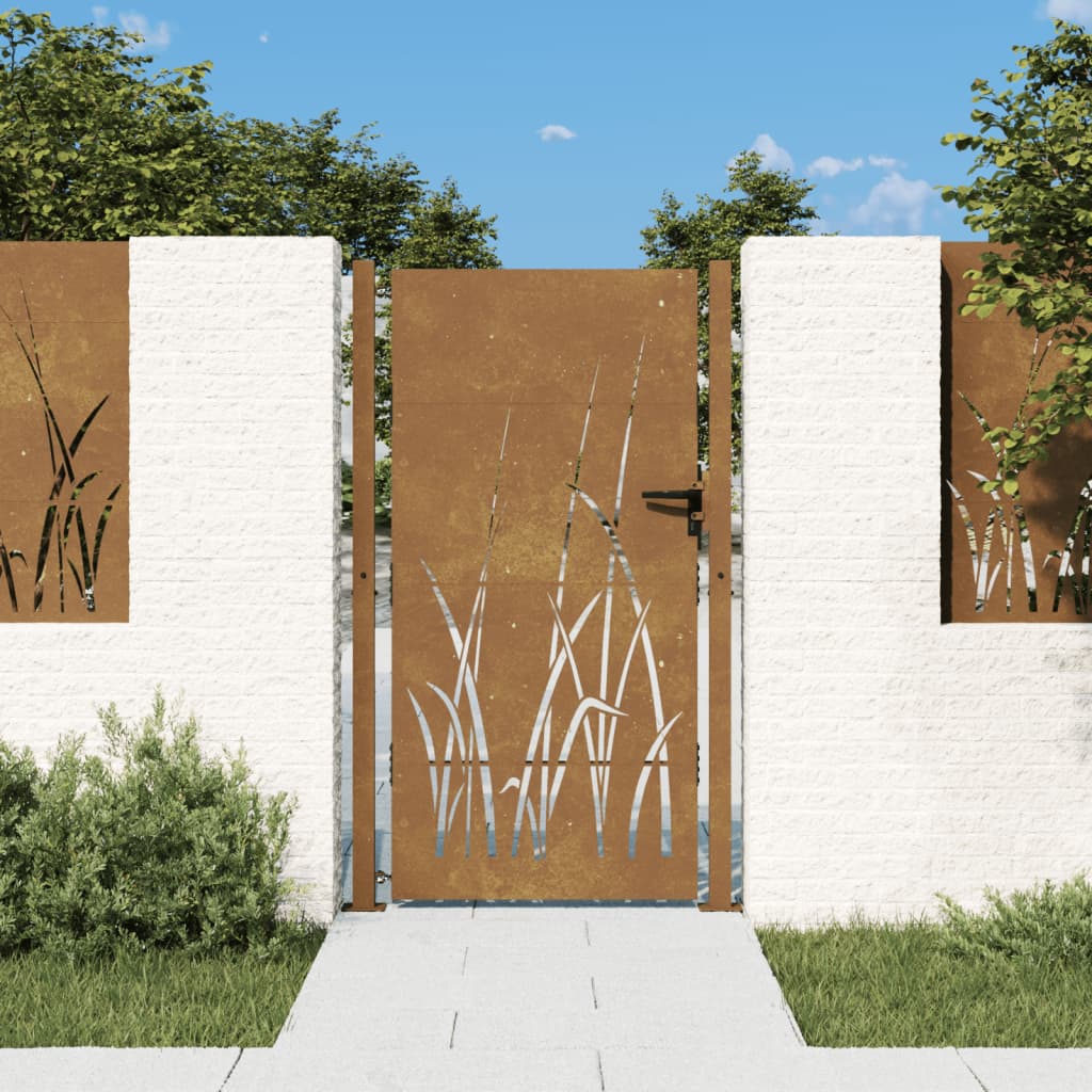 Port vidaxl 105x180 cm conception d'herbe Cortenstaal