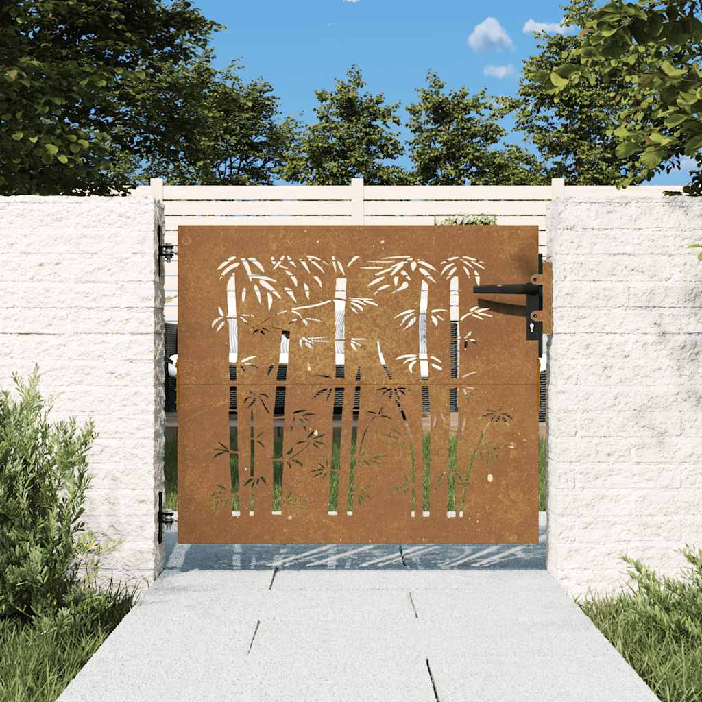 Vidaxl poort 85x75 cm Design Bamboo Cortenstaal