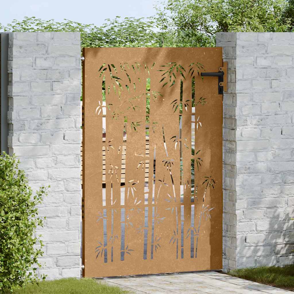Vidaxl poort 85x125 cm Bamboo Design Cortenstaal