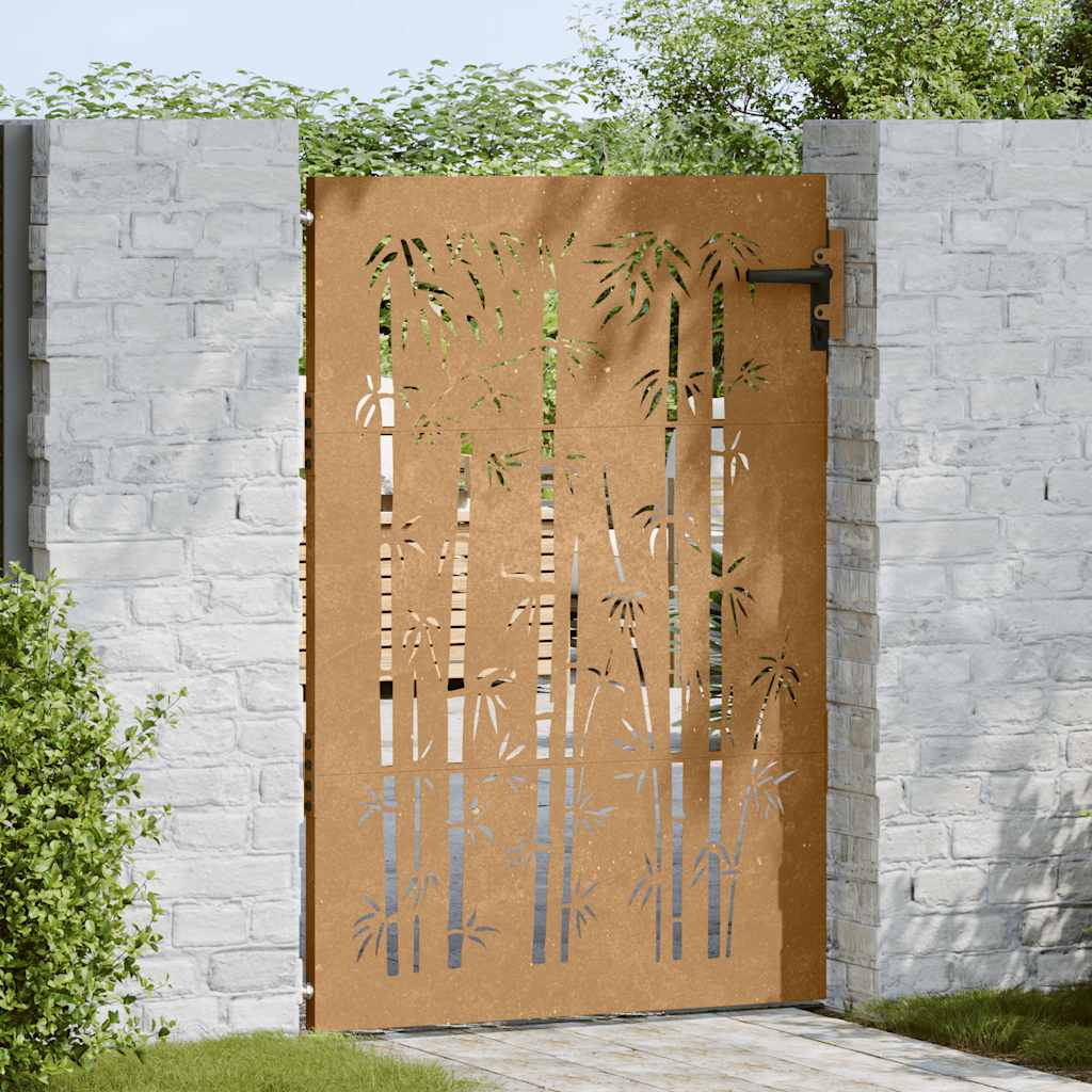 Vidaxl Poort 85x150 cm Design Bamboo Cortenstaal