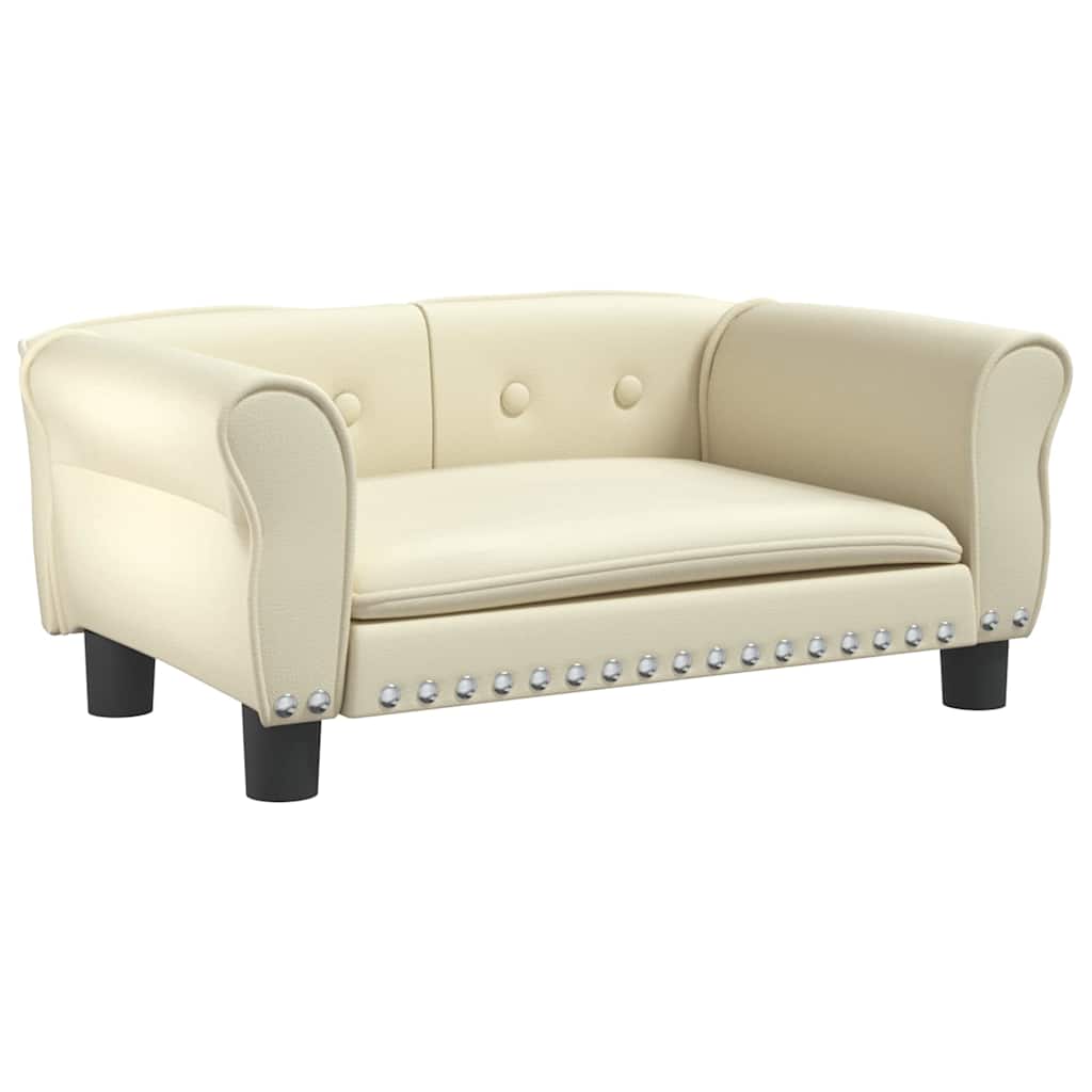 Vidaxxl lit pour chien 70x45x30 cm cuir artificiel couleur crème