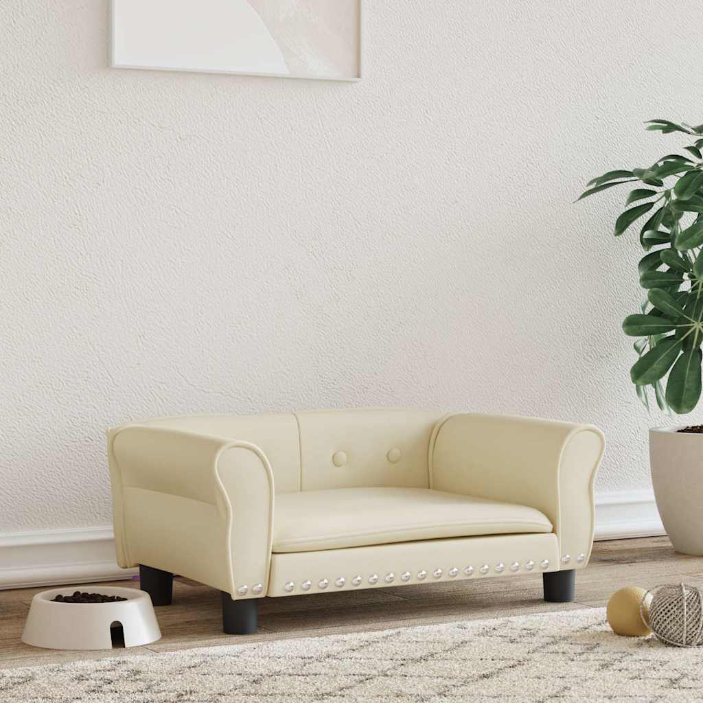 Vidaxxl lit pour chien 70x45x30 cm cuir artificiel couleur crème