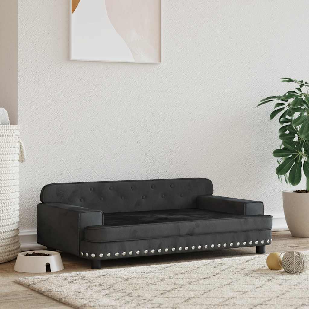Vidaxl Dog Basket 90x53x30 cm Velvet noir