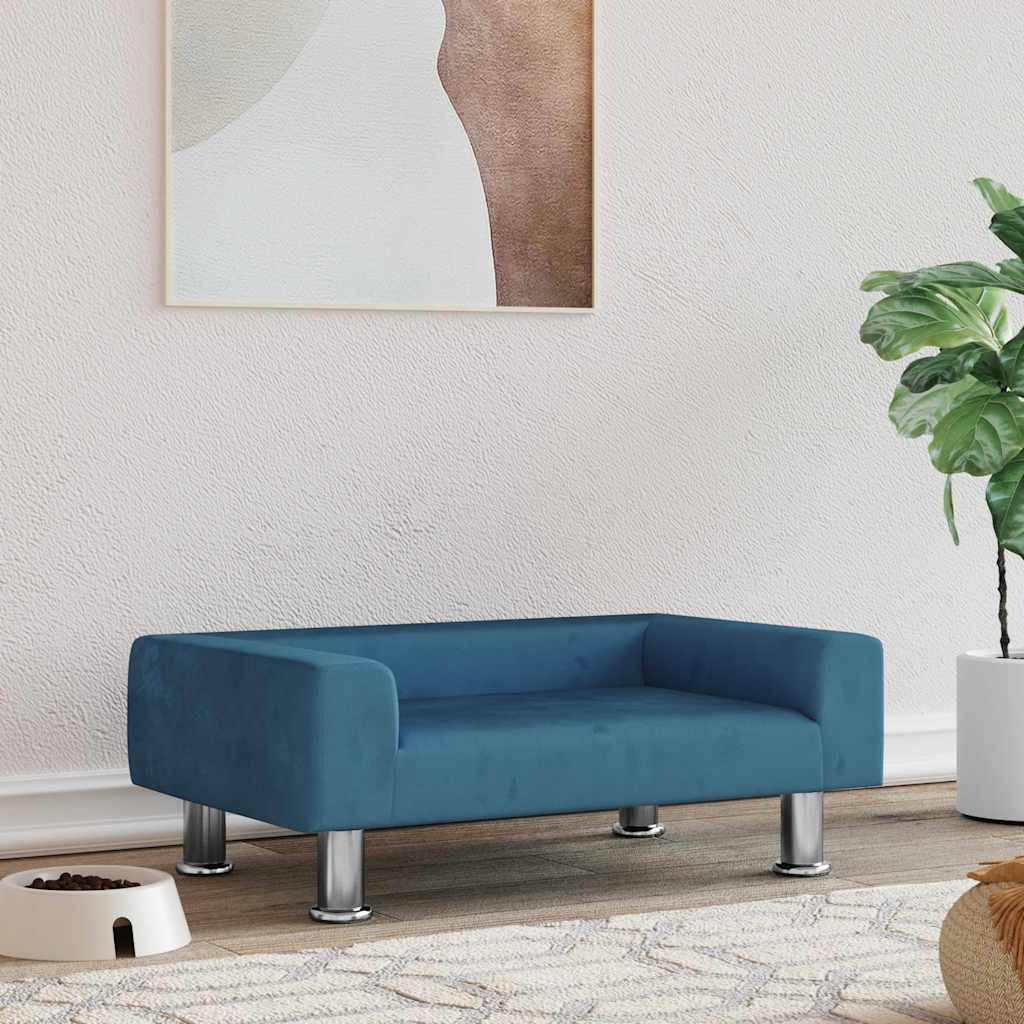 Vidaxl Dog Basket 70x45x26.5 cm Bleu en velours