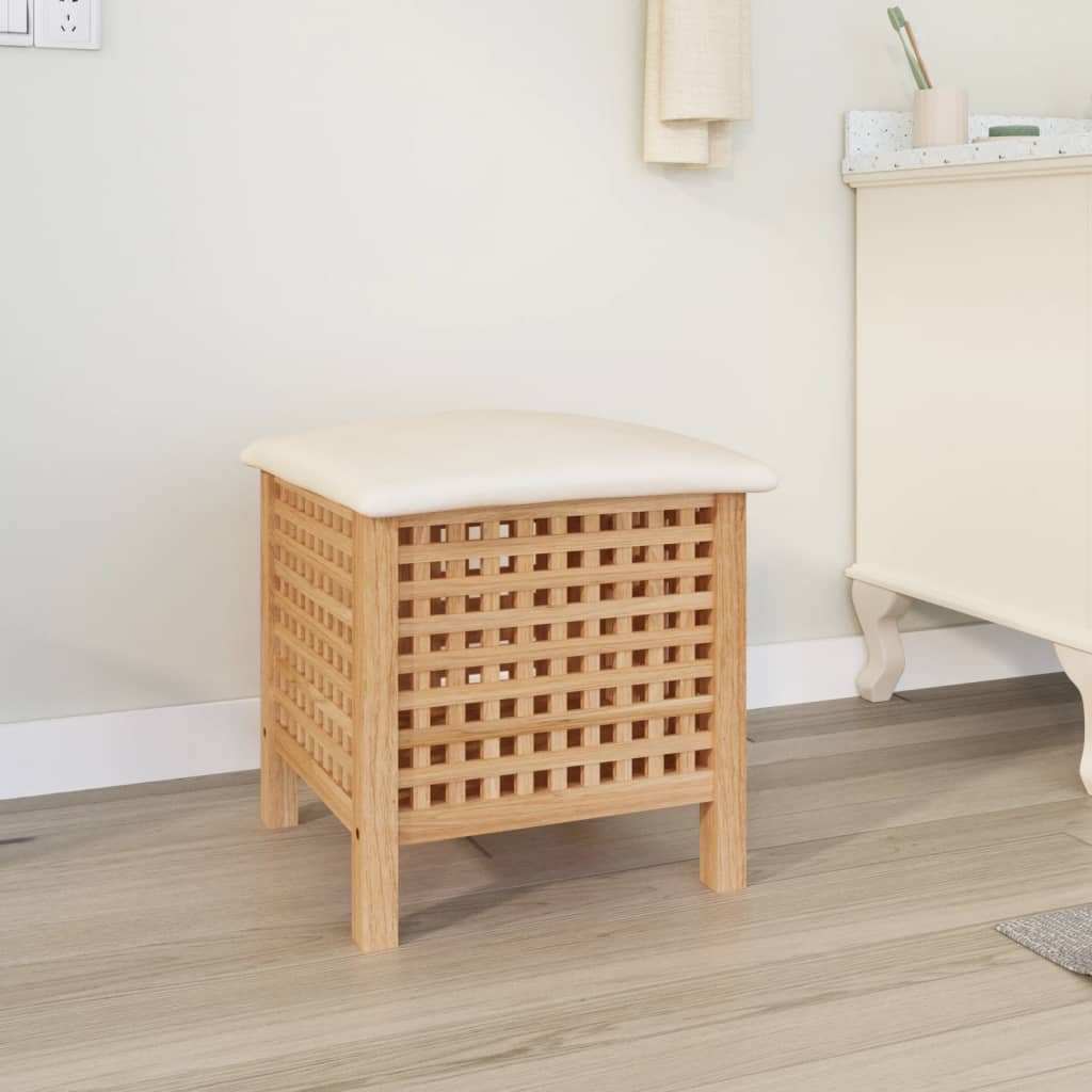 Tabouret de salle de bain vidaxl 48x47.5x52 cm en bois de noyer massif