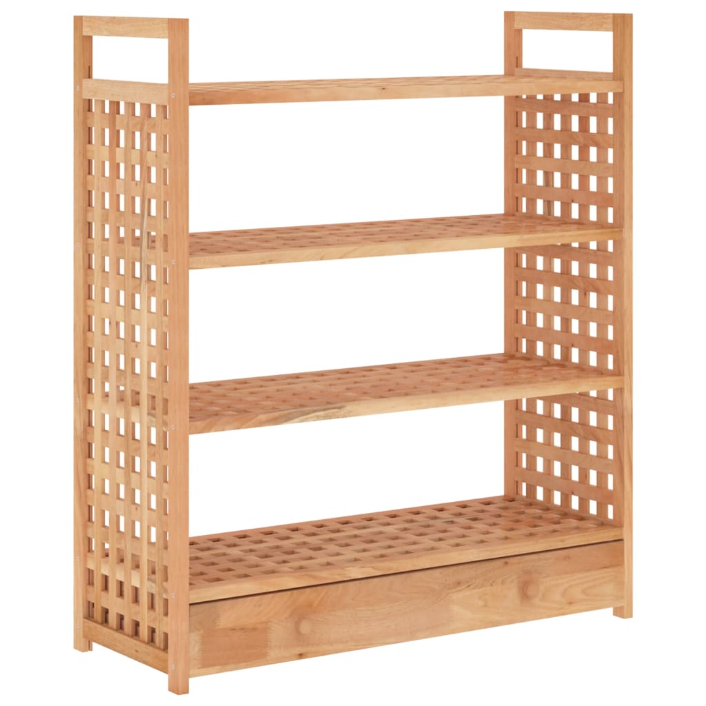 Rack à chaussures Vidaxl avec tiroir 70x27x81 cm en bois de noyer massif