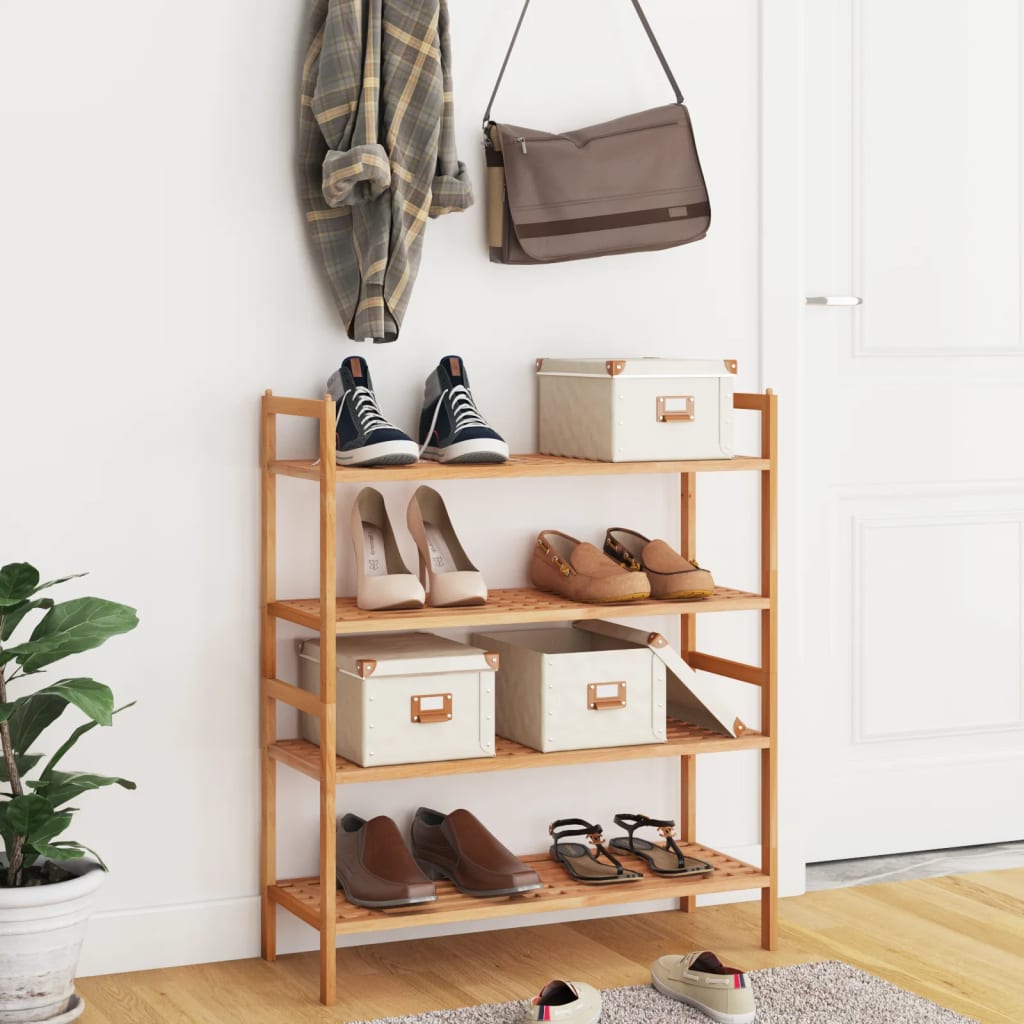 Racks de chaussures Vidaxl 2 PCS 69x27x41 cm Bois de noyer massif