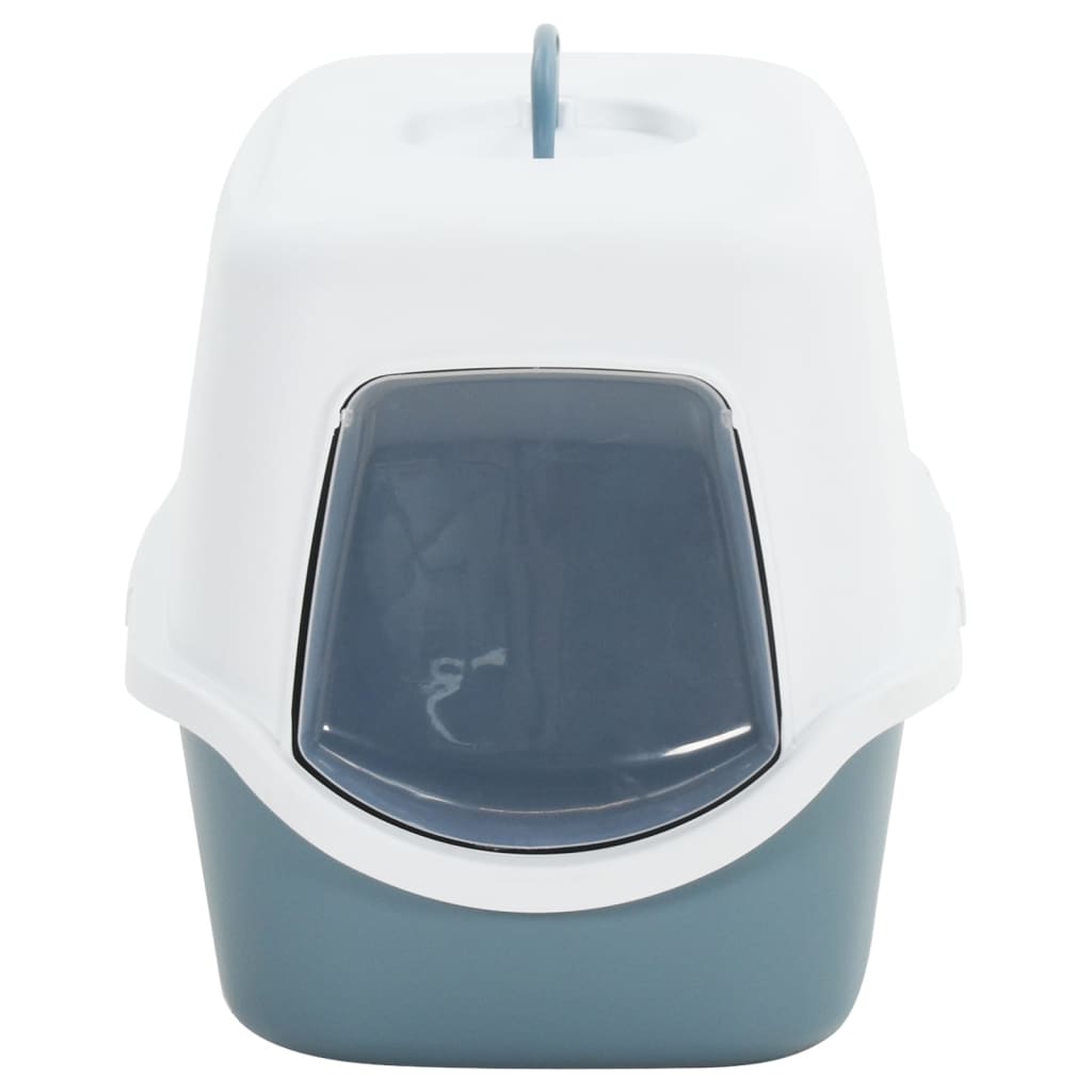 Boîte à litière Vidaxl avec couvercle 56x40x40 cm en polypropène blanc et bleu