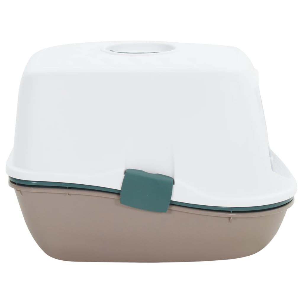 Boîte à litière Vidaxl avec couvercle 58,5x39.5x43 cm en polypropène blanc et marron