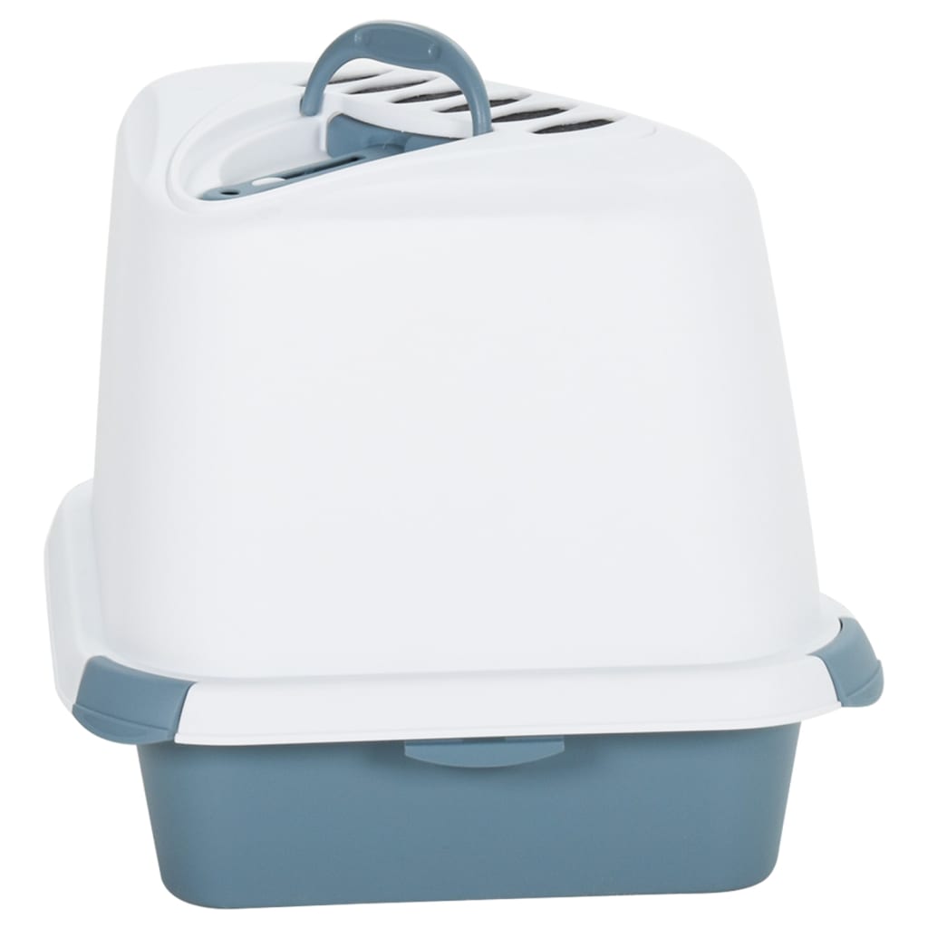 Boîte à litière Vidaxl 56x40x40 cm en polypropène blanc et bleu