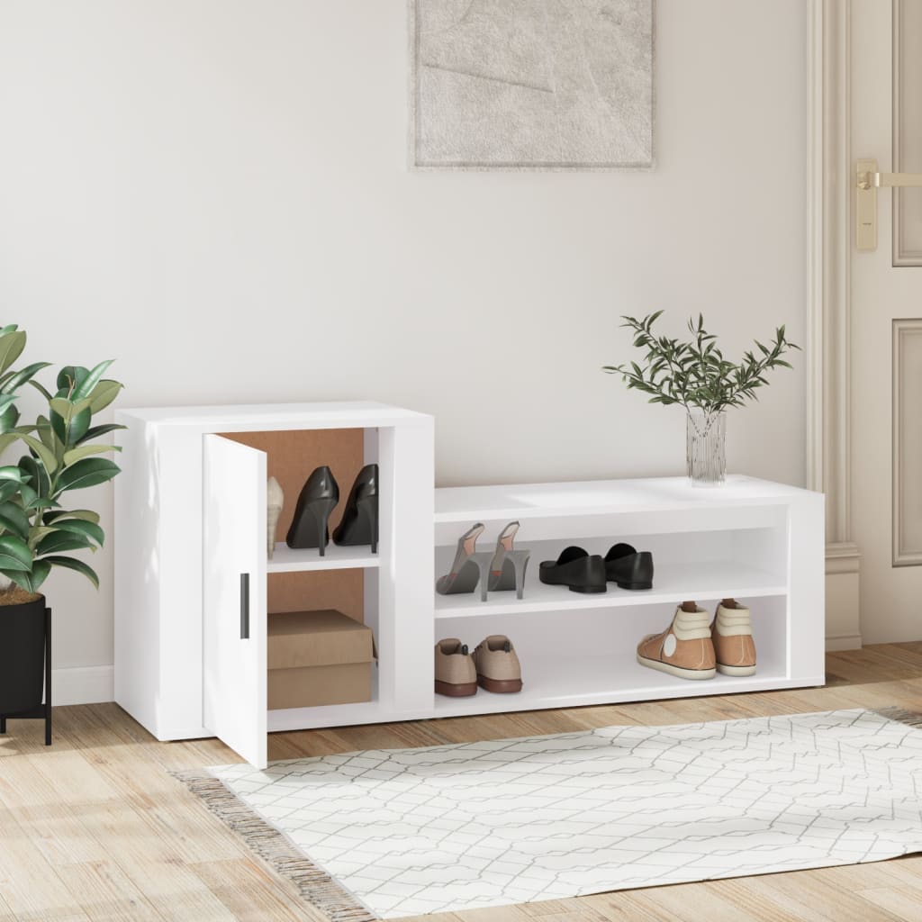 Armoire à chaussures vidaxl 130x35x54 cm en bois transformé blanc