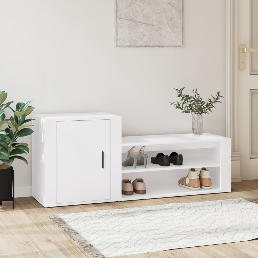 Armoire à chaussures vidaxl 130x35x54 cm en bois transformé blanc