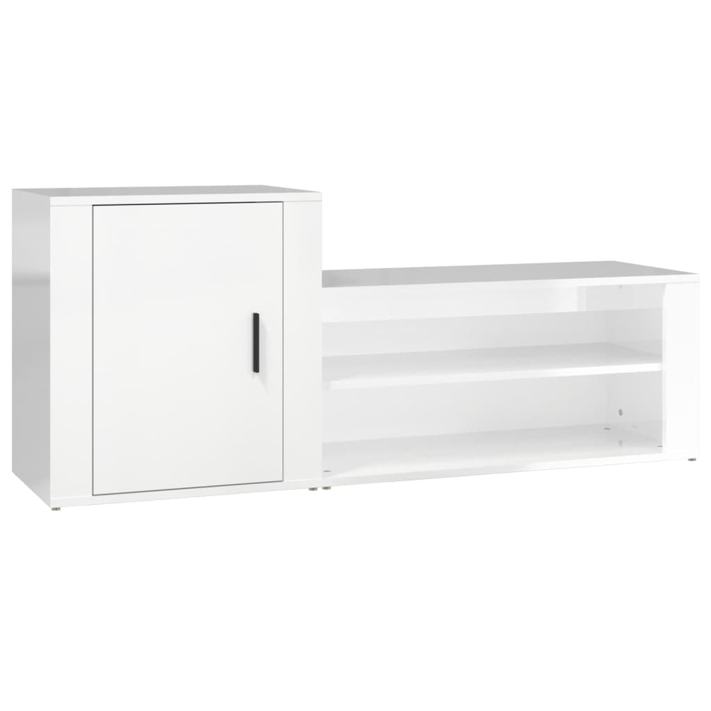 Armoire à chaussures vidaxl 130x35x54 cm en bois de bois haut brillant blanc