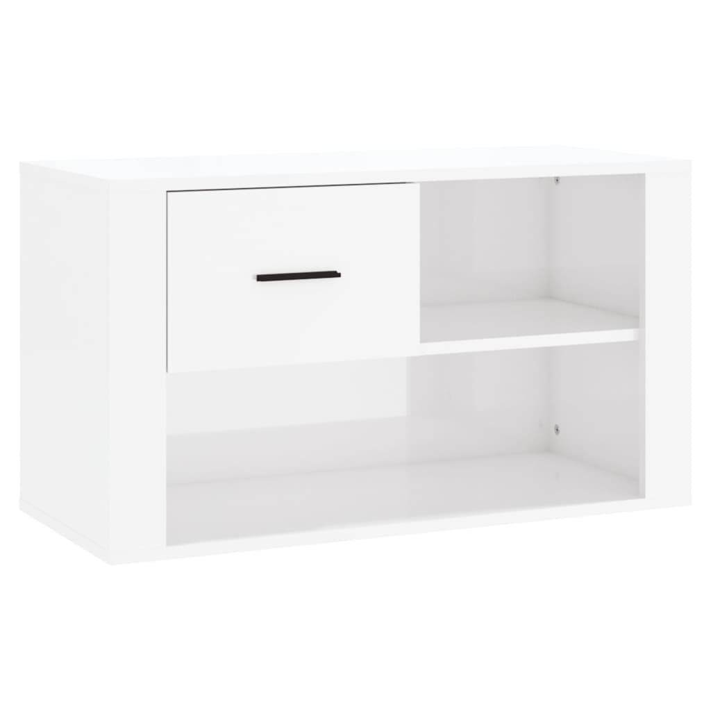 Armoire à chaussures vidaxl 80x35x45 cm en bois de bois haute brillant blanc