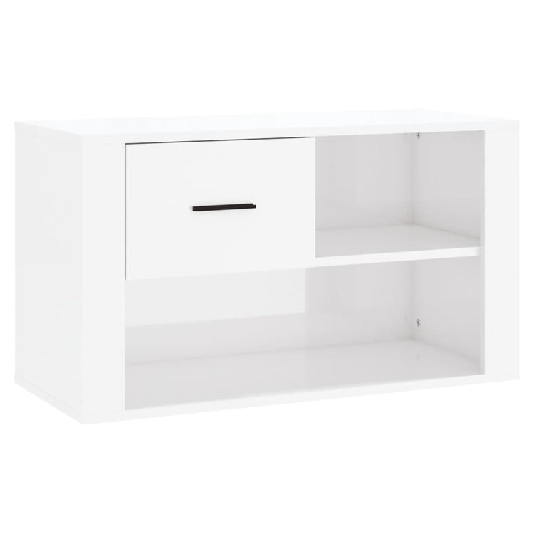 Armoire à chaussures vidaxl 80x35x45 cm en bois de bois haute brillant blanc